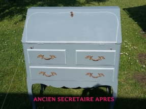 ancien secrétaire patiné gris gustavien