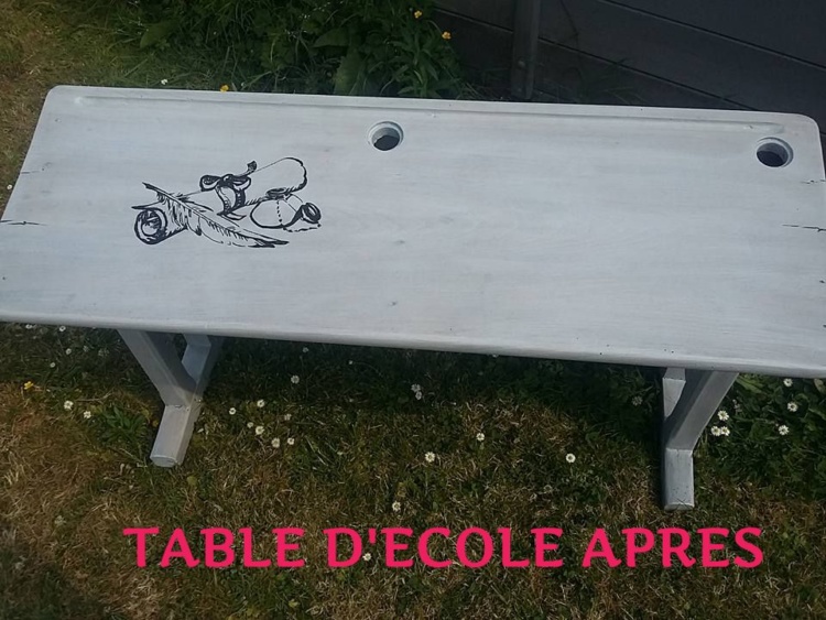 ancienne table d'écolier restauré