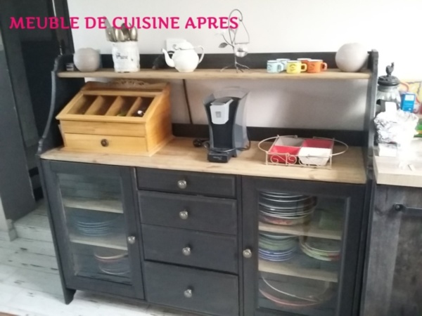 Meuble de cuisine peint couleur nuance de noir black blue