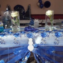 tissus bleu nuit transparent brodé de fleurs en tissus et de sequins