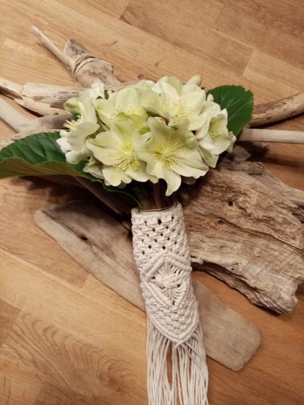 poignée en macramé 100 % coton pour bouquet de mariée