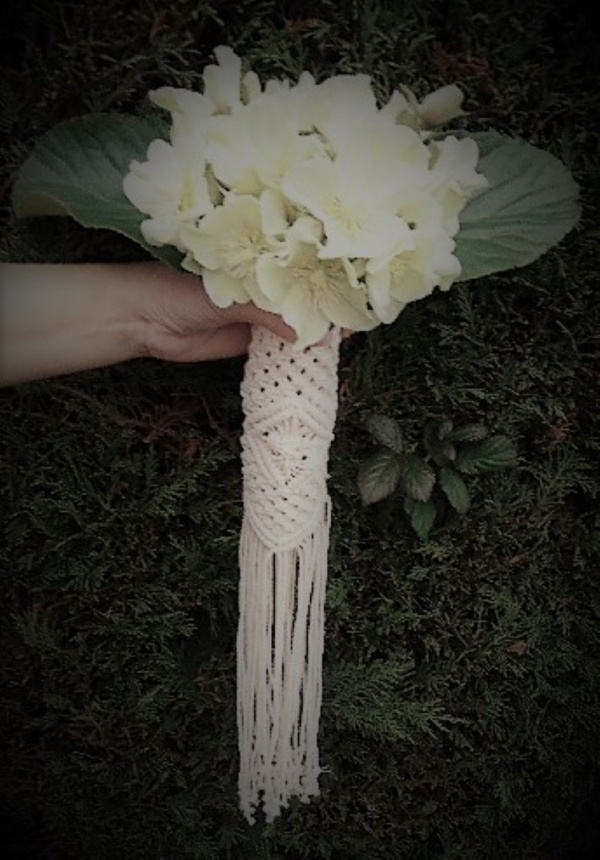 poignée en macramé 100 % coton pour bouquet de mariée