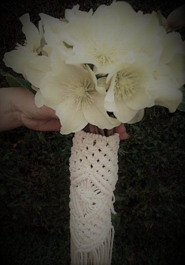 poignée en macramé 100 % coton pour bouquet de mariée