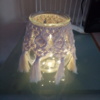 Bocal en macramé 100% coton illuminé par une guirlande à led