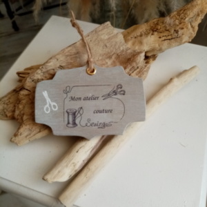 Petite plaque de porte mon atelier couture