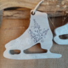 Suspension de noël en bois en forme de patin de glace avec transfert d'image